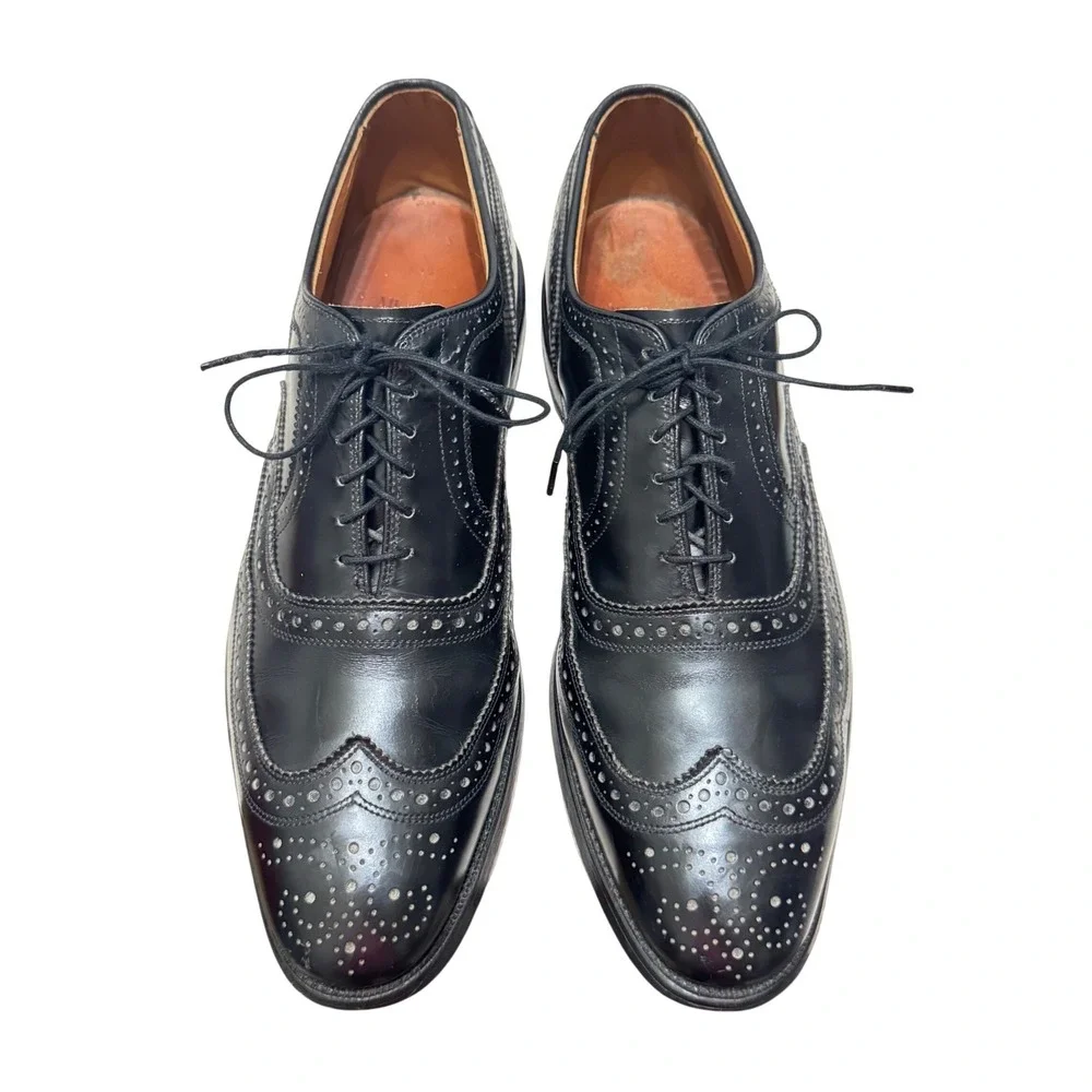 Allen Edmonds McAllister Wingtip Oxford‎ Mens 10.5 C Black Brogue Leather